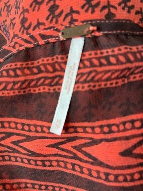 Free People Feather in the Wind tunic sheer, printed fabric  beaded accents XS